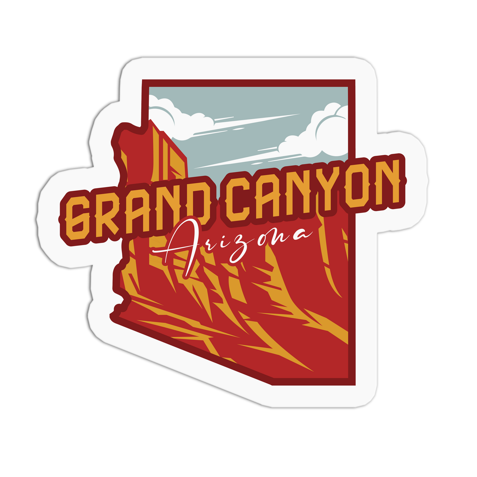 Sticker with Grand Canyon Arizona design on a white background