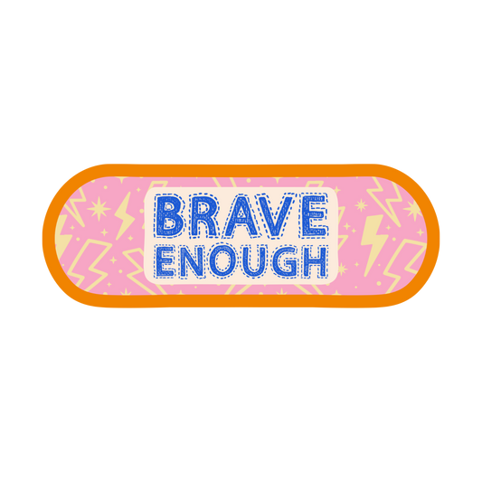 Bandaid with 'Brave Enough' text on a white background