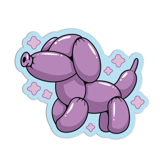 Purple Dog Balloon Animal Sticker
