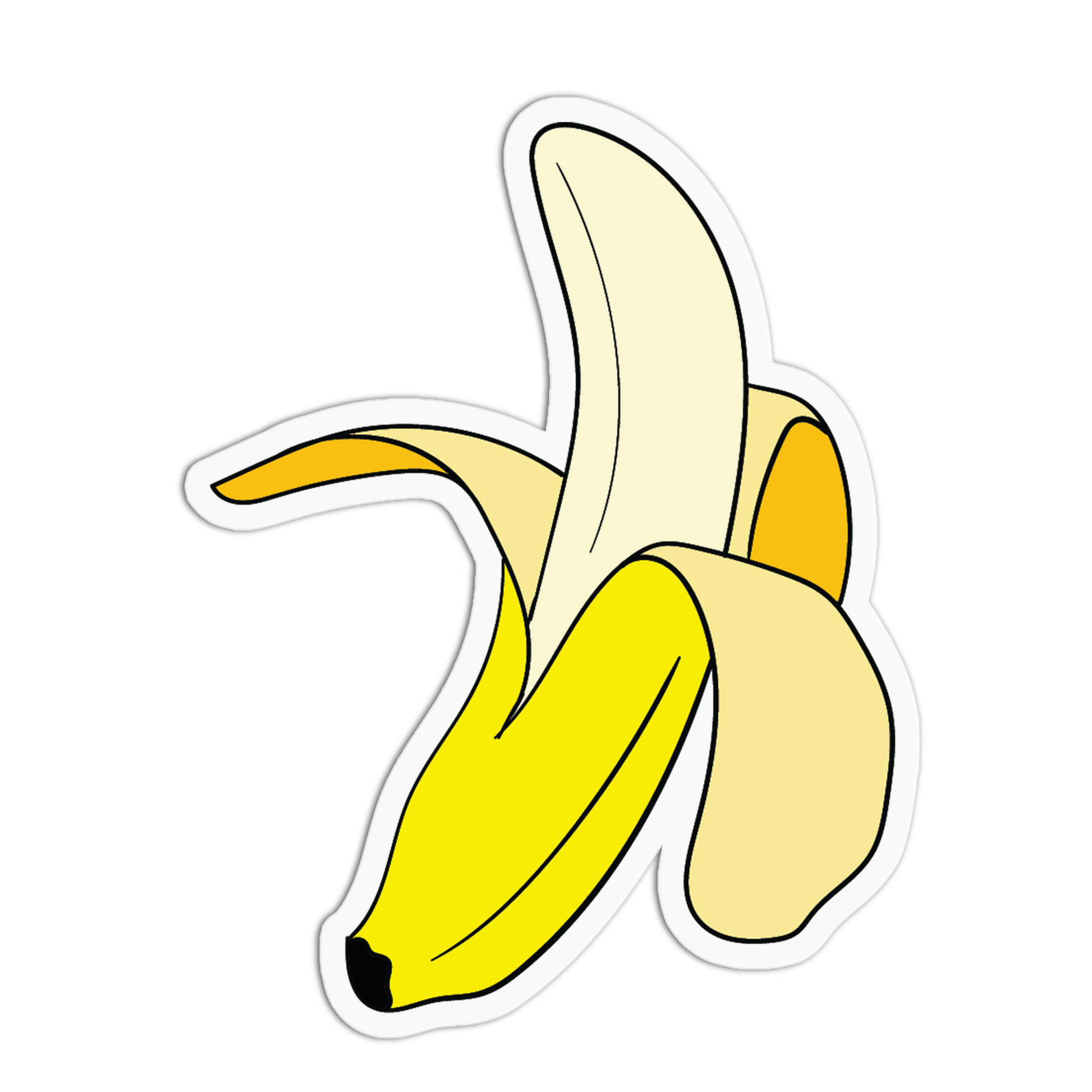 Cartoon-style banana on a white background