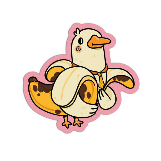 Cute Duck Wearing Tie Banana Animals Sticker