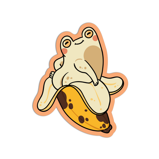 Frog Sitting in Banana Animals Sticker