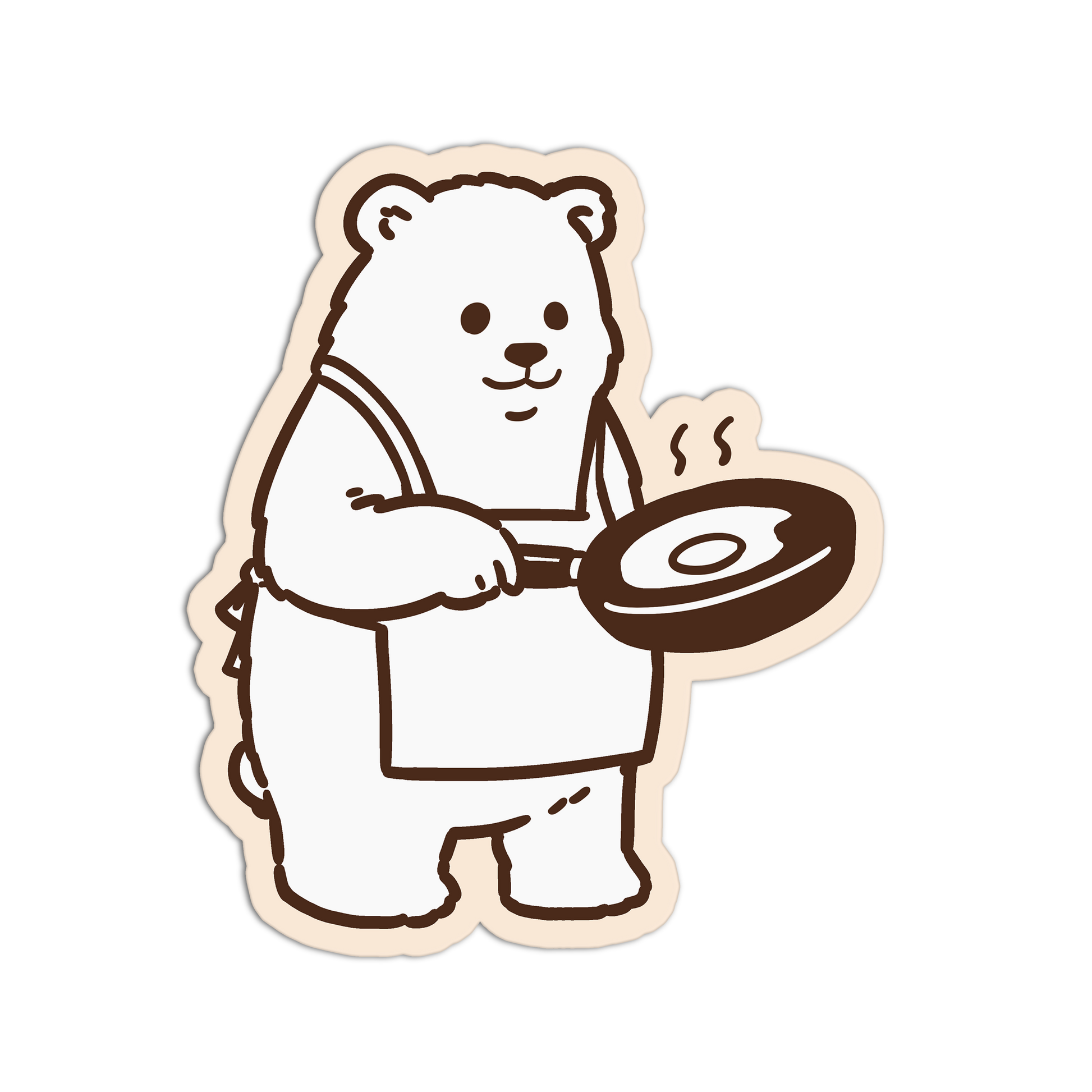 Cartoon bear character cooking on a white background