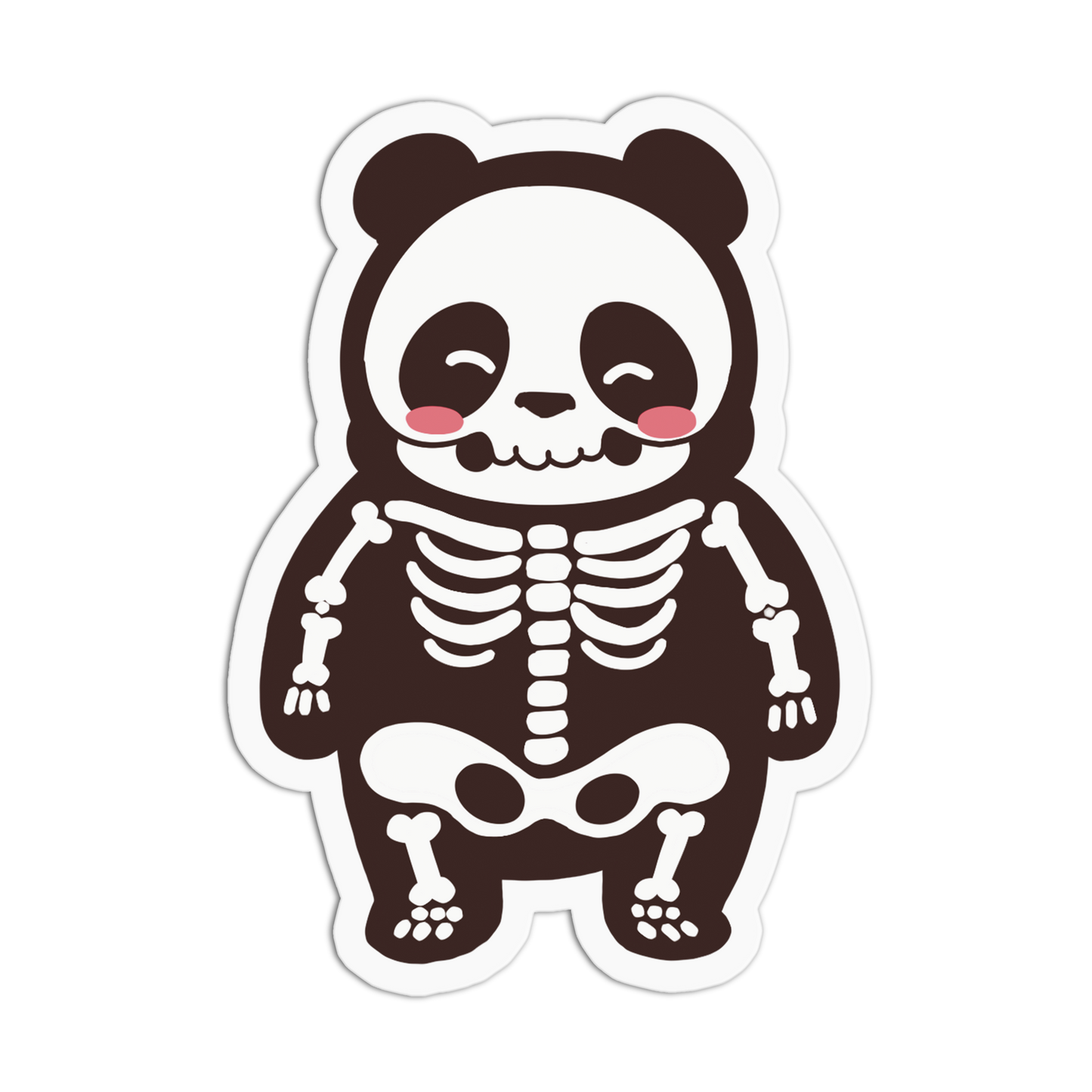 Smiling Skeleton Panda Bears Halloween Party Sticker