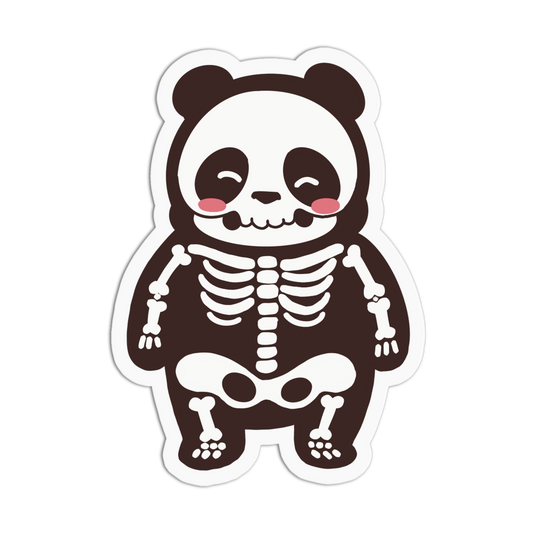 Smiling Skeleton Panda Bears Halloween Party Sticker