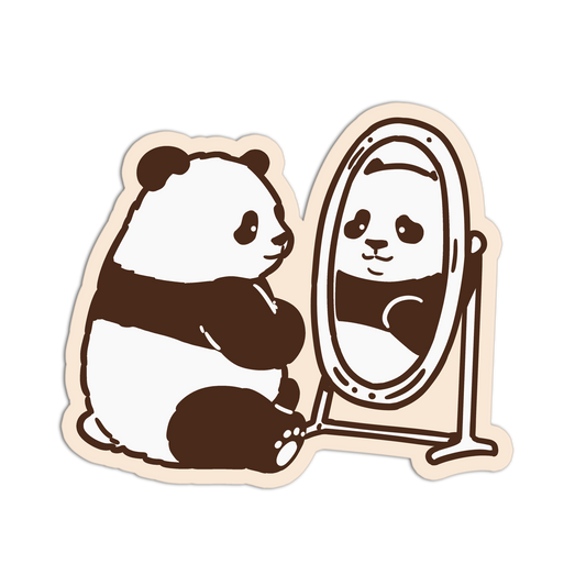 Illustration of a panda looking at itself in a mirror
