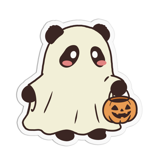 Ghost Costume Panda Bears Halloween Party Sticker