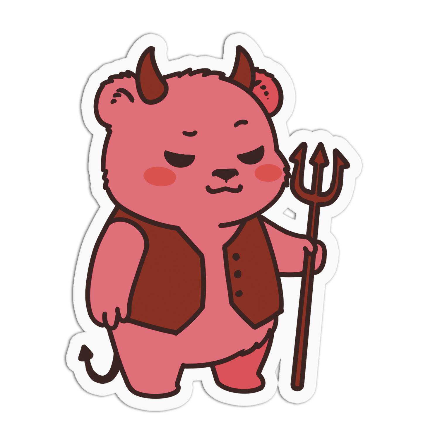 Little Red Devil Bears Halloween Party Sticker