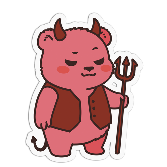 Little Red Devil Bears Halloween Party Sticker