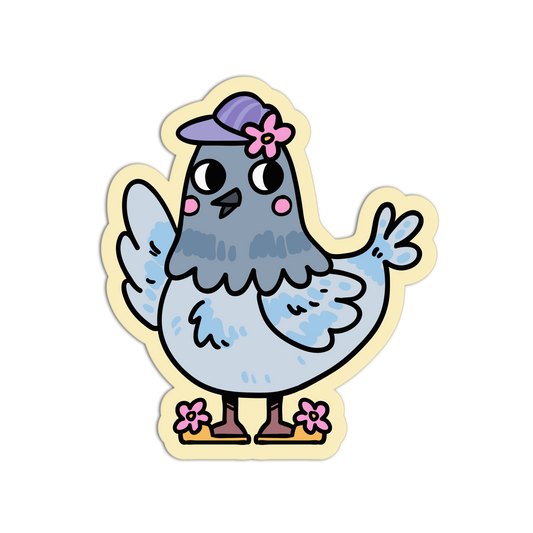 Purple Floral Sandals Pigeon - Birds With Shoes Sticker