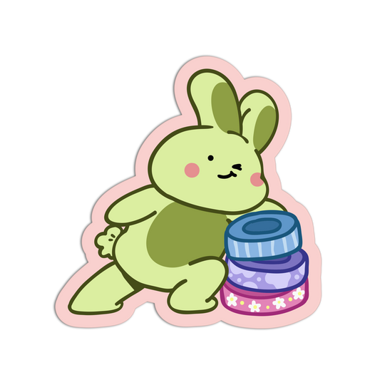 Stacked Tapes Bunny Junk Journaling Sticker