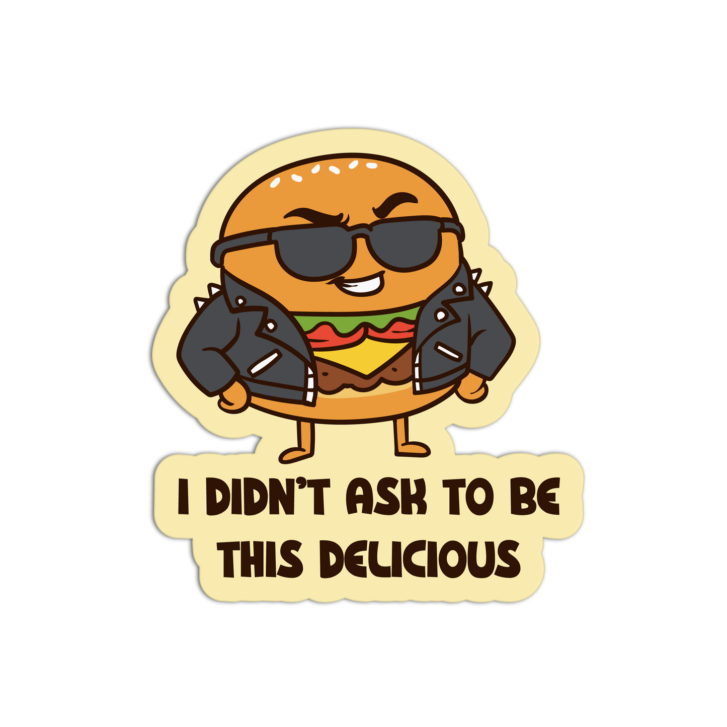 Cool Biker Burger - Burger And Fries Sticker