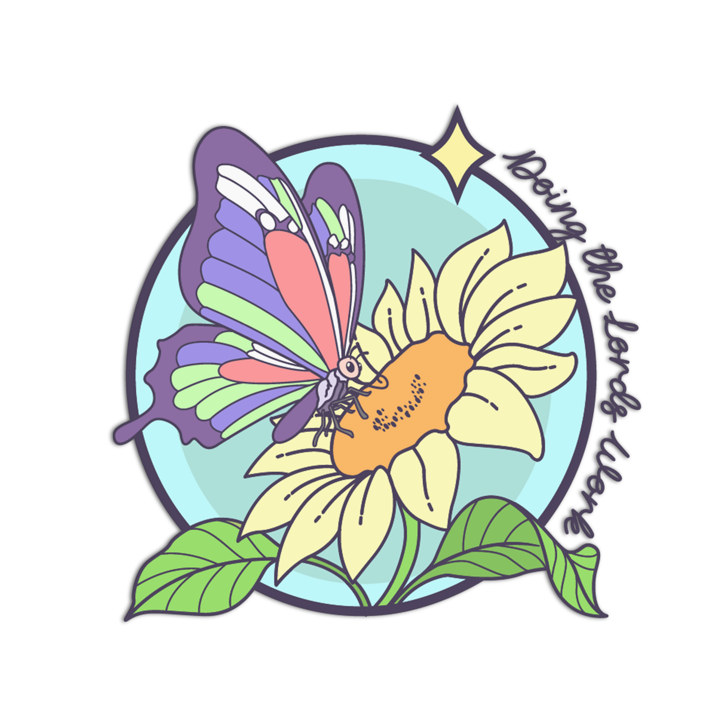 Colorful butterfly on a flower with 'Doing the least' text