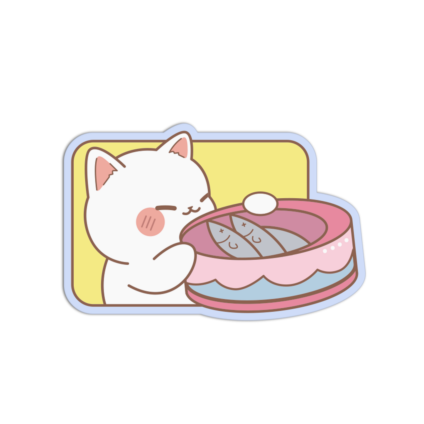 Cat Smelling Sardines Can Cats Sticker