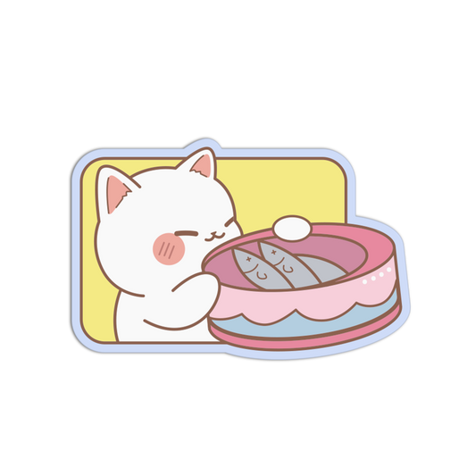 Cat Smelling Sardines Can Cats Sticker
