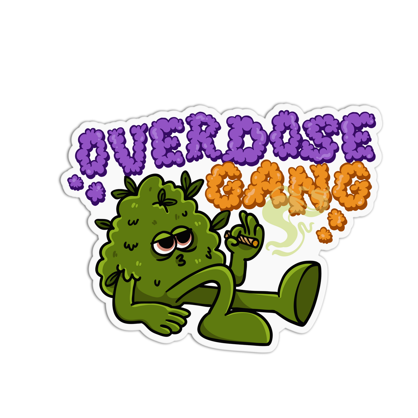 Cartoon character with 'Overdose Gang' text on a white background