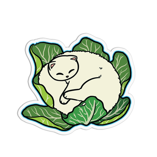 Sleeping In A Cabbage Cats Sticker