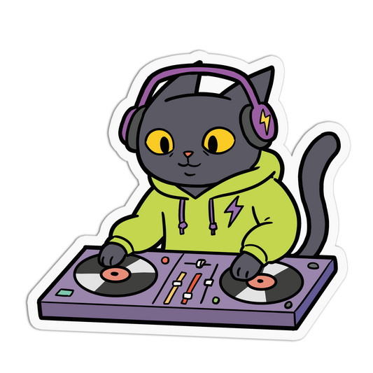 DJ Void Beats Cute Catz Playful Kitty Sticker