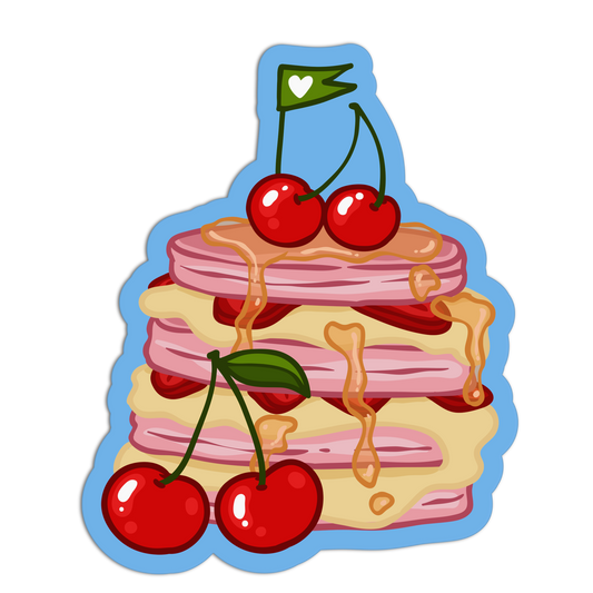 Pink Velvet Pancake Cherries Stickers