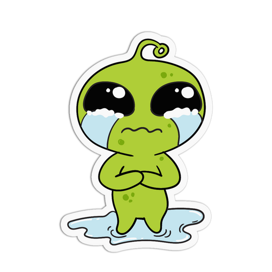 Sad Crying Chibi Alien Sticker