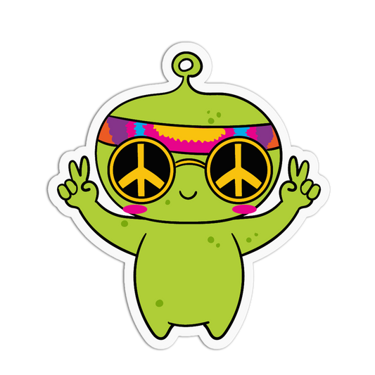 Peaceful Hippie Chibi Alien Sticker