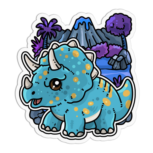Blue Horns - Chibi Dinos Sticker