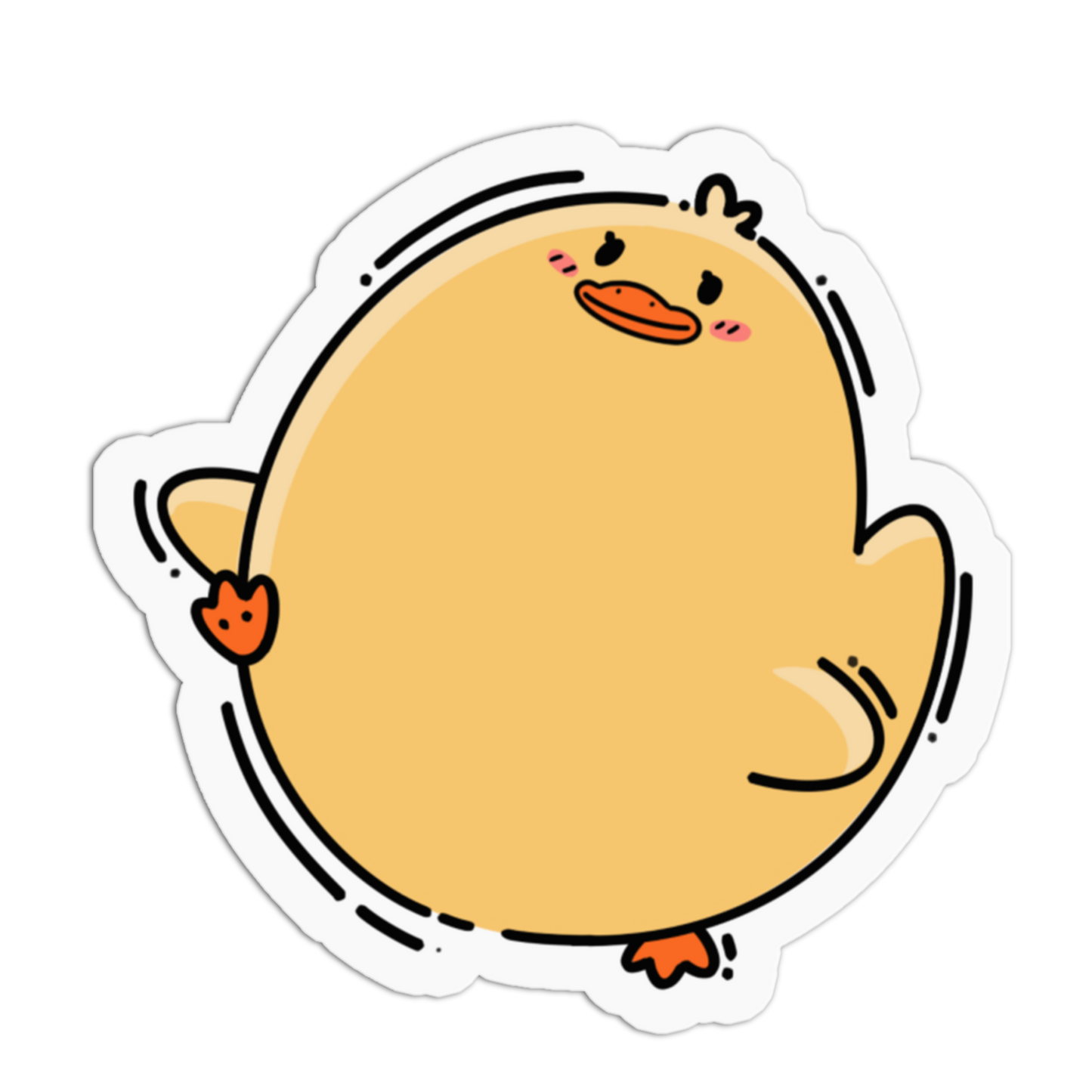 Cheerful Yellow Duckling Bird Sticker