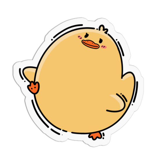 Cheerful Yellow Duckling Bird Sticker