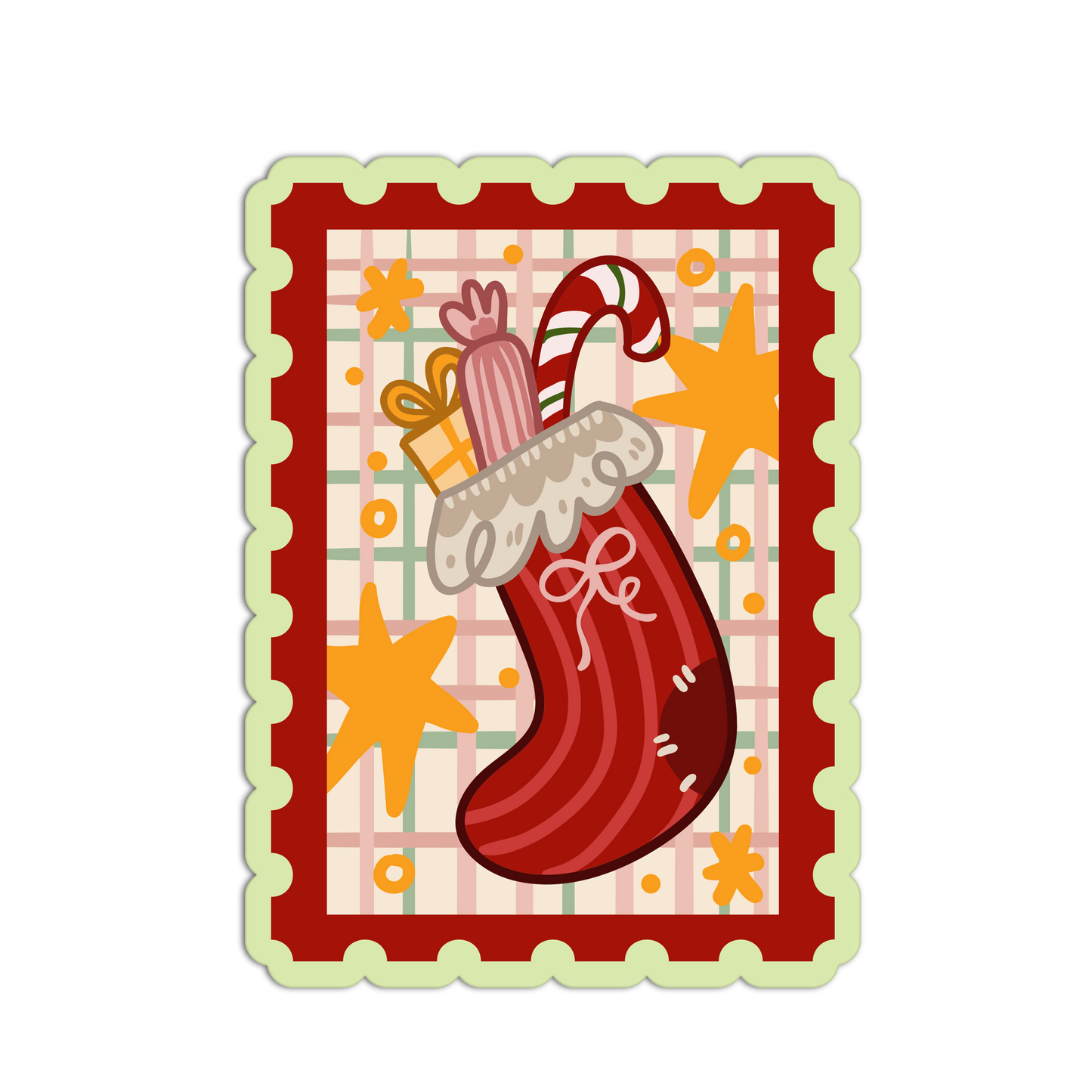 Stuffed Stocking Christmas Stamp Sticker
