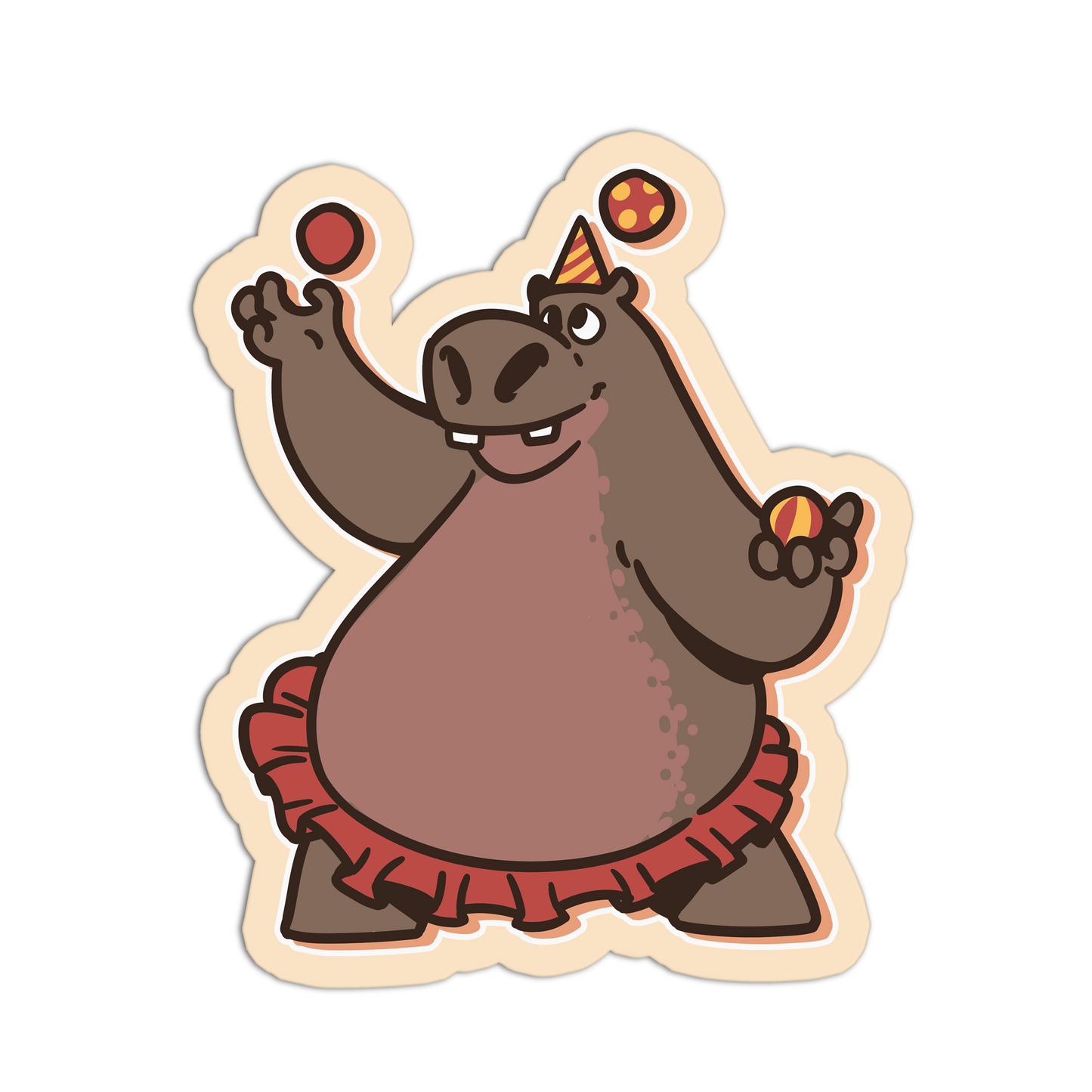 Juggling Hippo Circus Animal Stickers