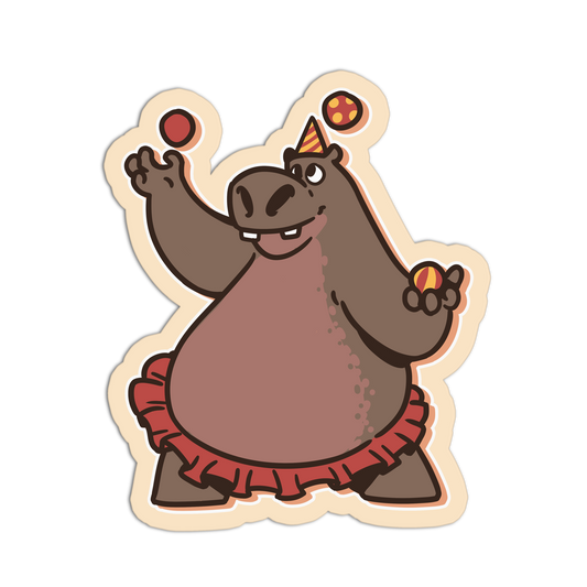 Juggling Hippo Circus Animal Stickers