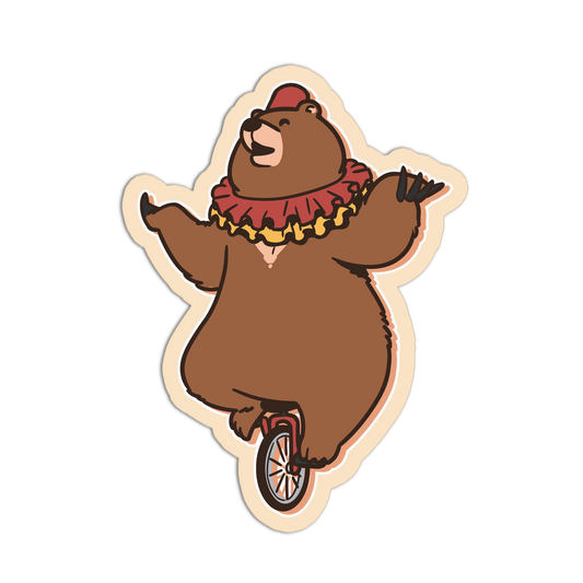 Unicycle Bear Circus Animal Stickers