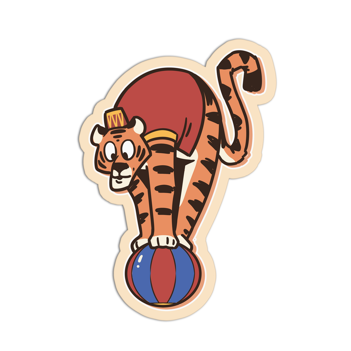 Acrobatic Tiger Circus Animal Stickers