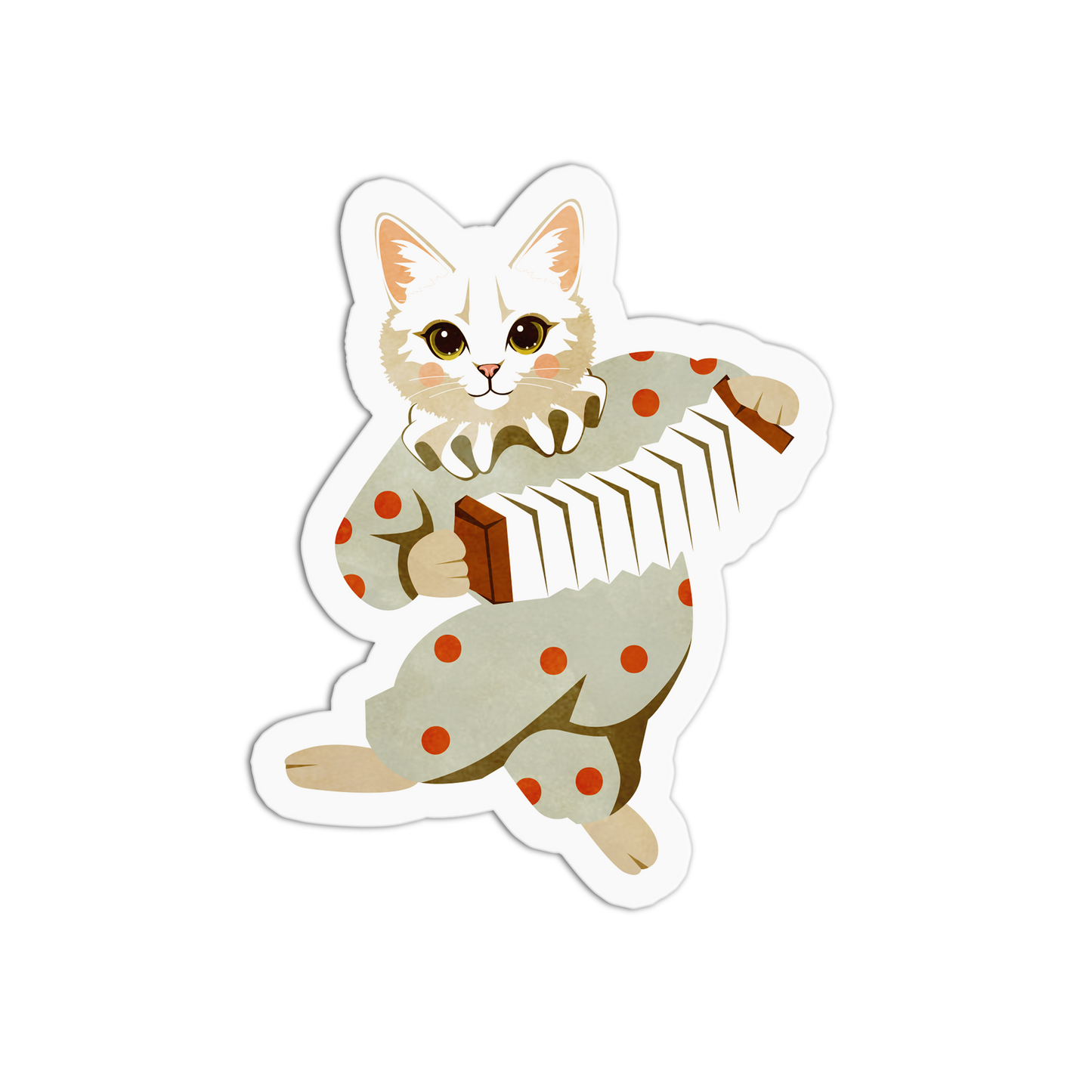 Accordionist Circus Cat Sticker