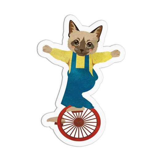 Unicyclist Circus Cat Sticker