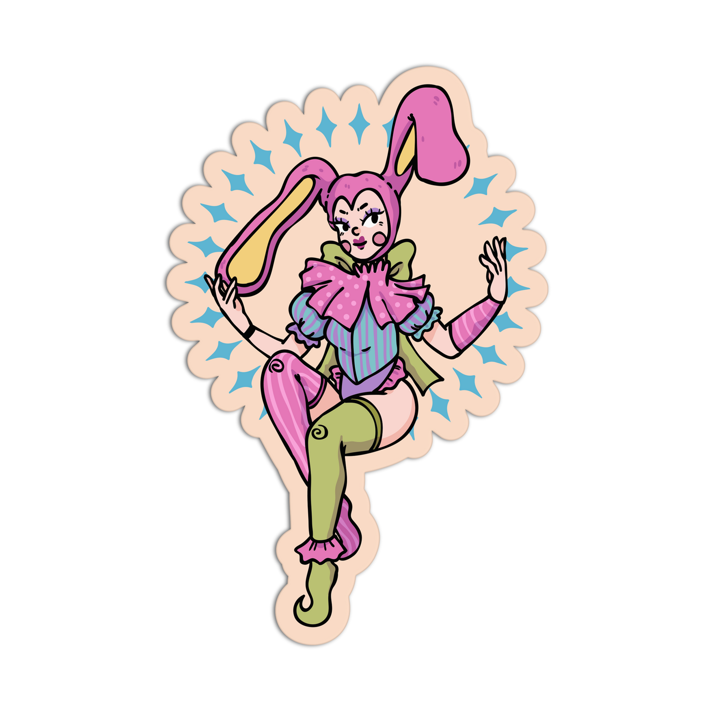Cute Bunny Costume Clowns Sticker