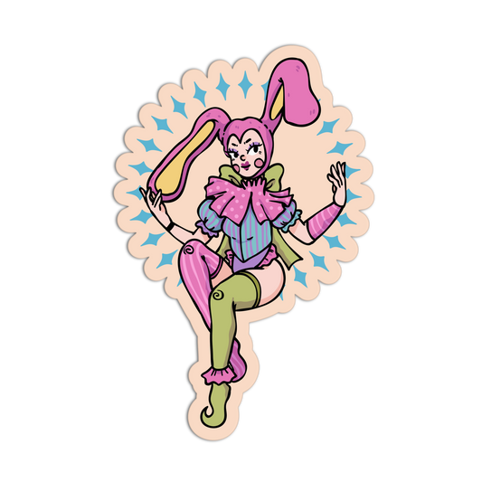 Cute Bunny Costume Clowns Sticker