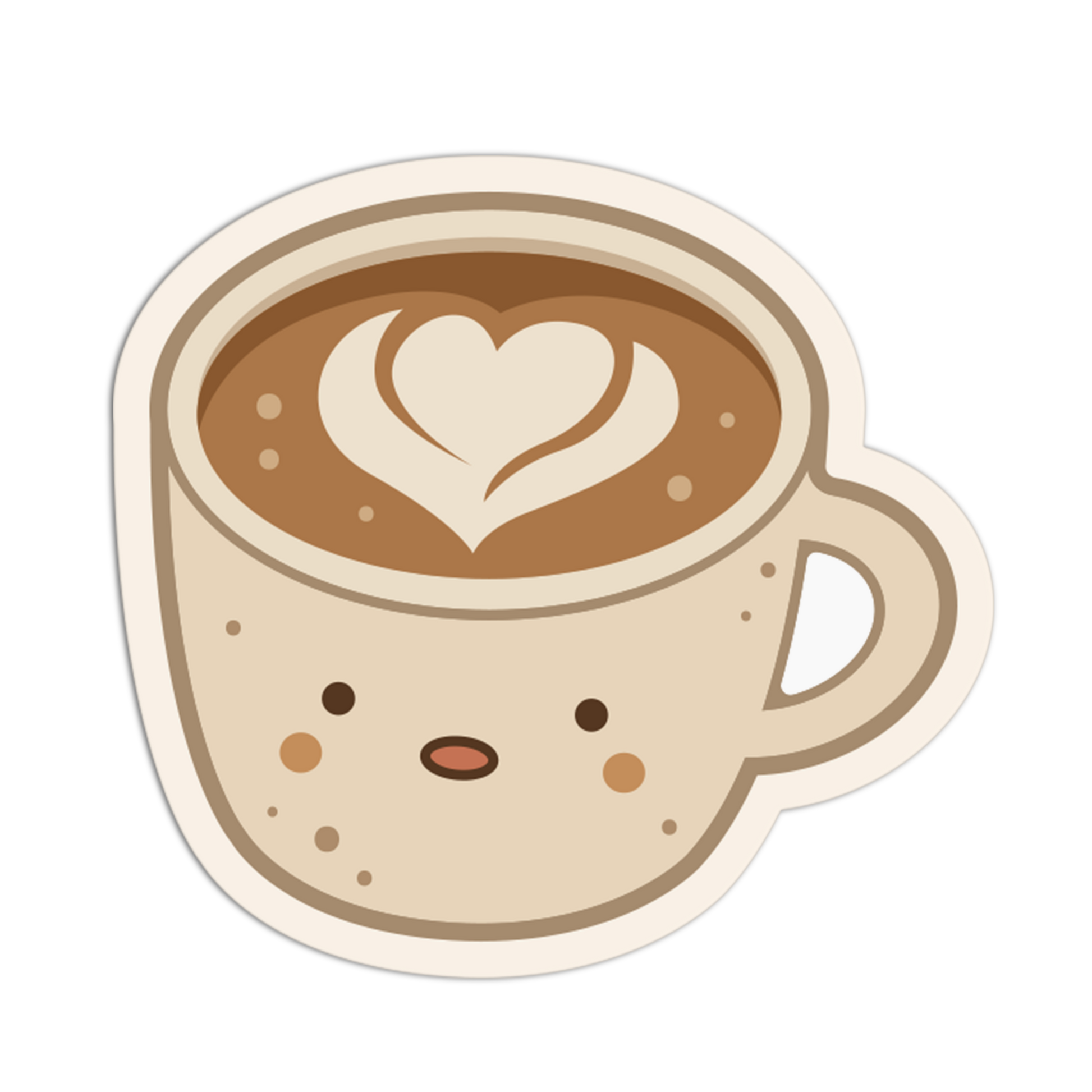 Illustration of a coffee cup with a heart design on a white background