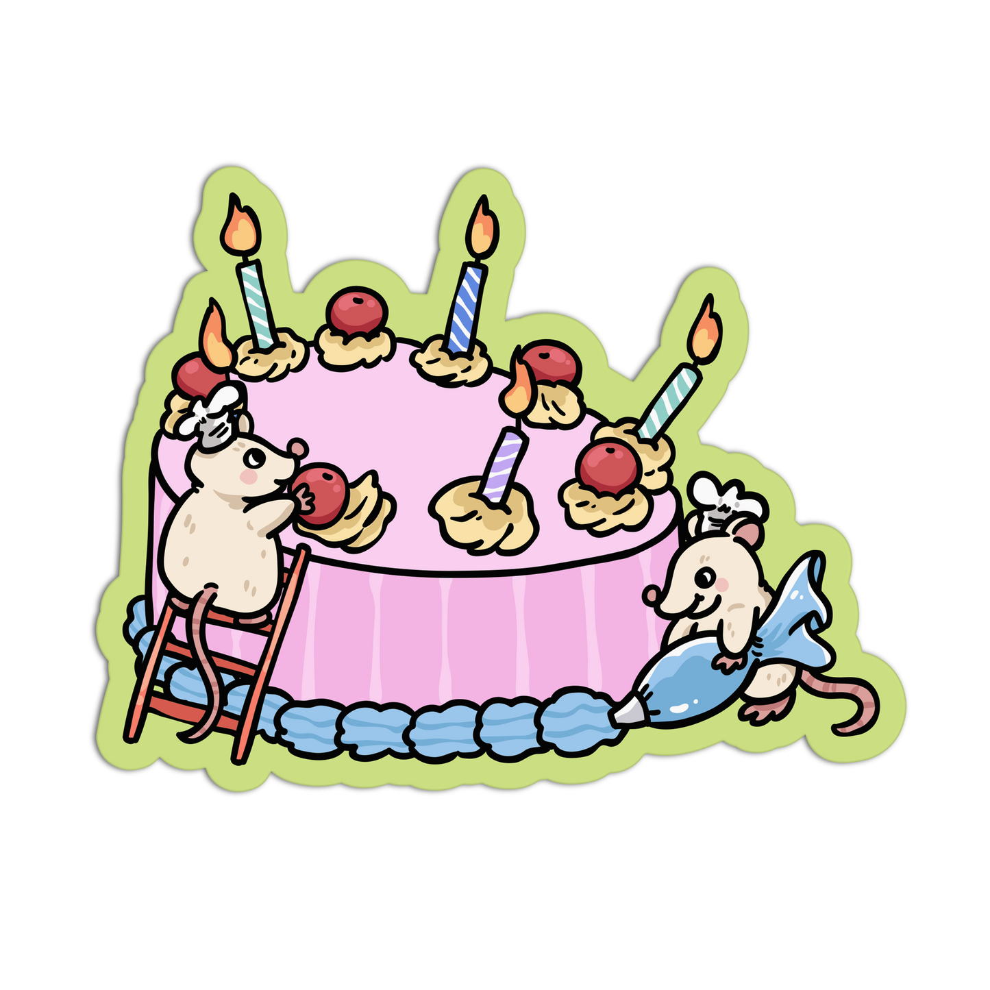 Coquette Baking Cake Decorating Mice Stickers