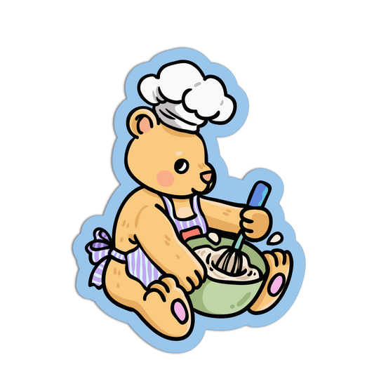 Whisking Teddy Bear Coquette Baking Stickers