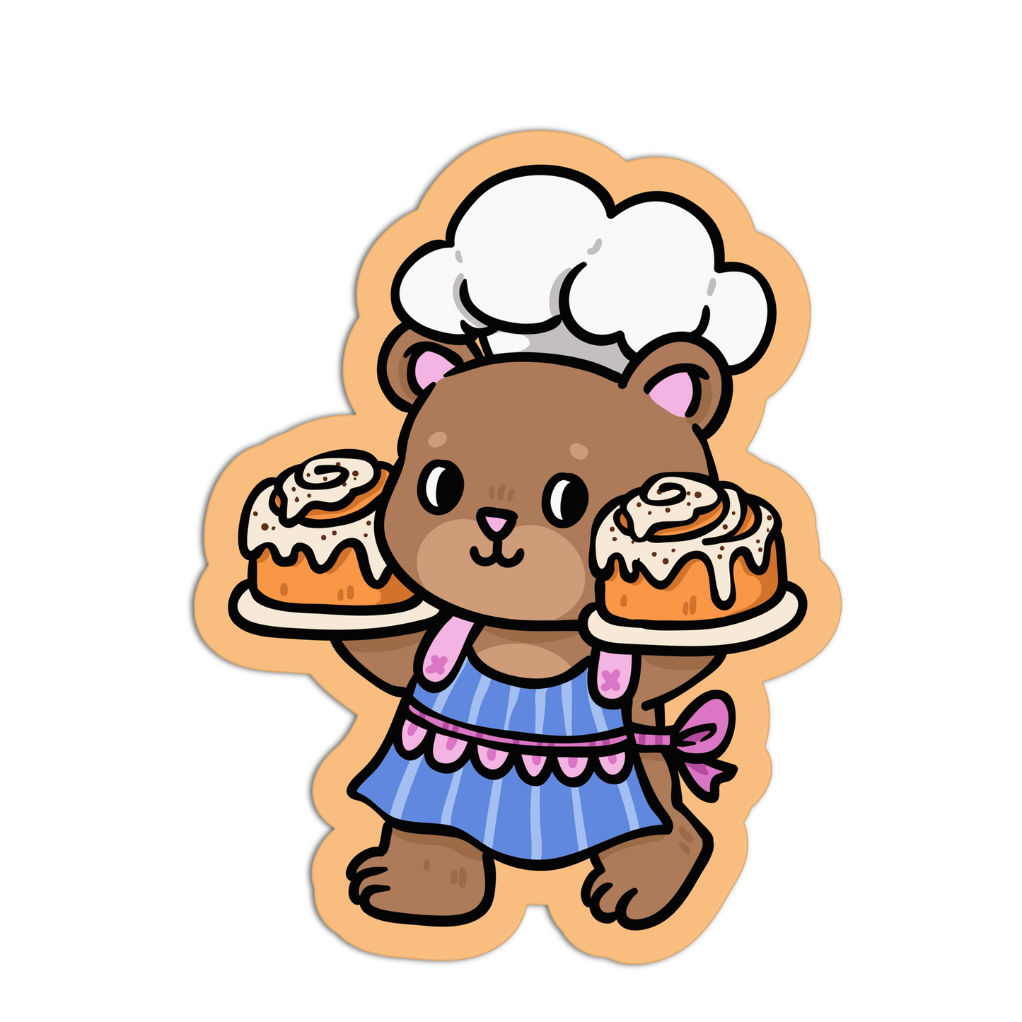 Cinnamon Roll Bear Coquette Baking Stickers