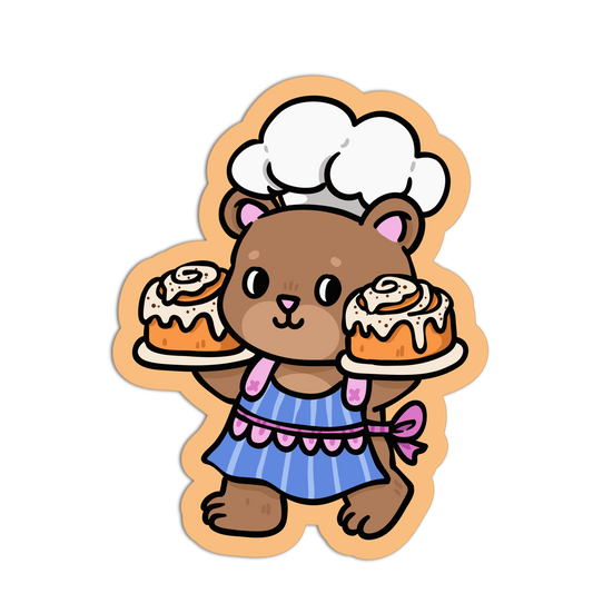 Cinnamon Roll Bear Coquette Baking Stickers