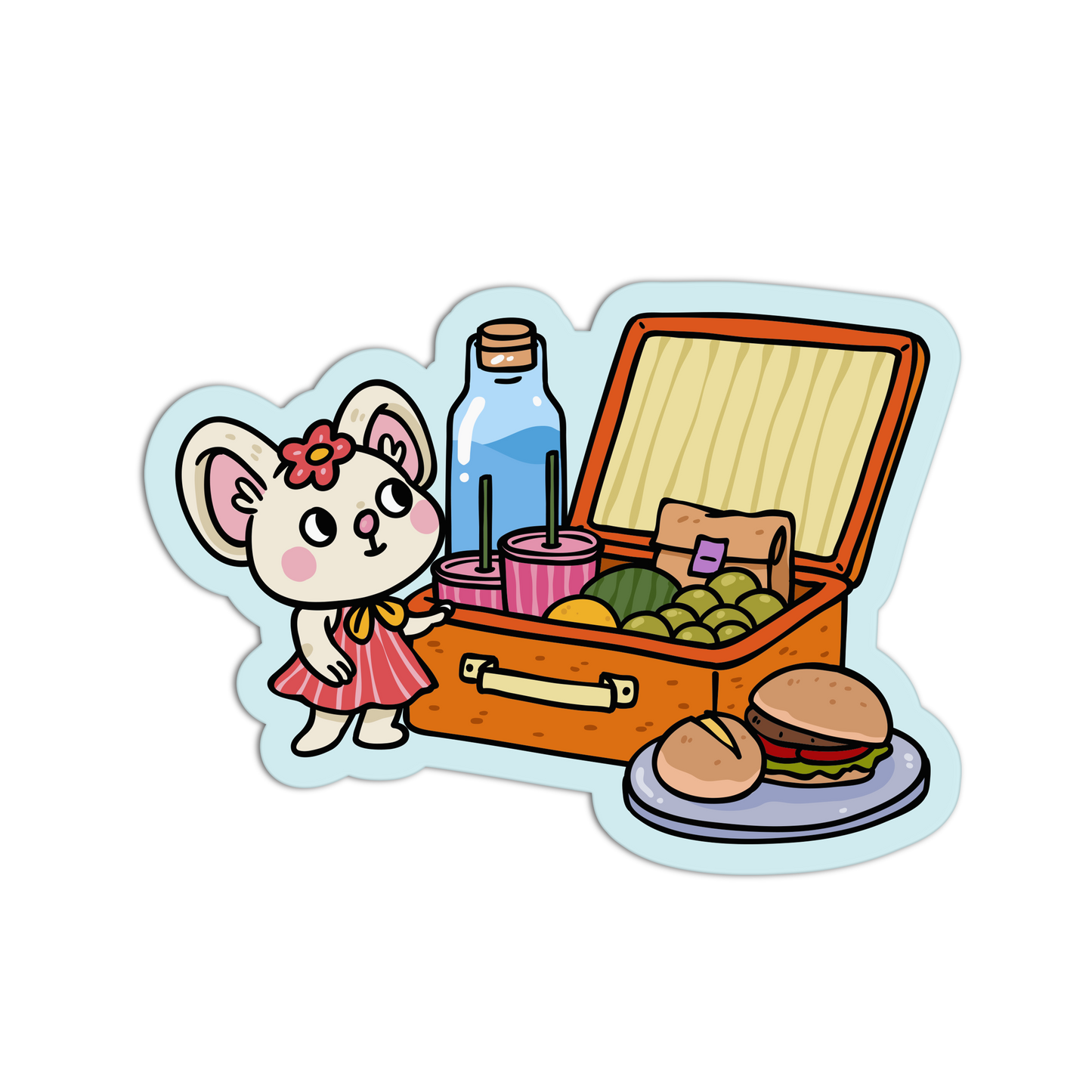 Mouse Picnic Suitcase - Coquette Animal Picnic Sticker