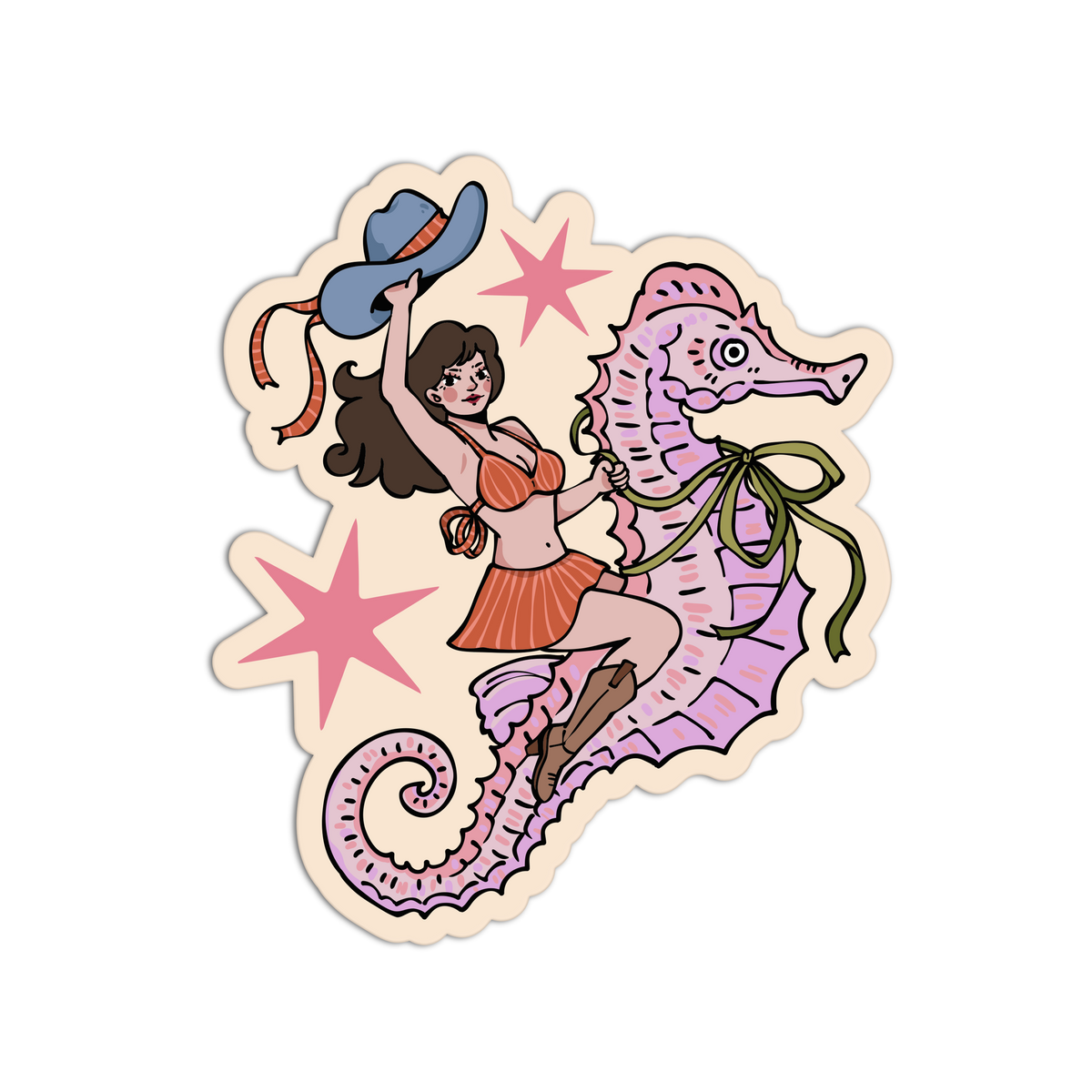 Seahorse Cowgirl Rider Coquette Rodeo Sticker