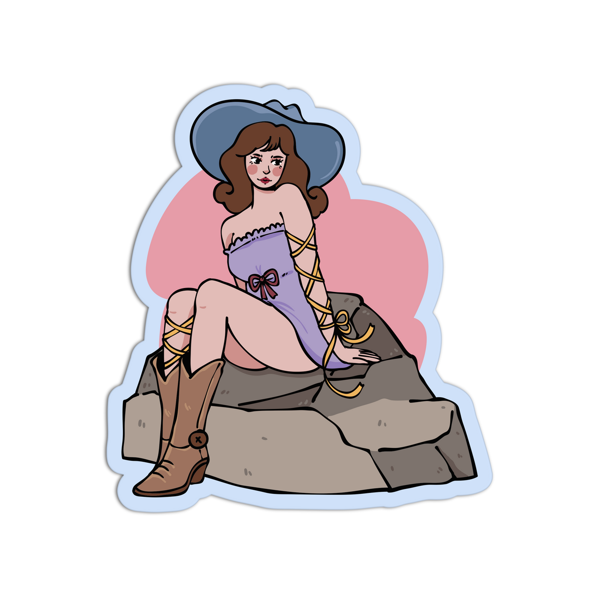 Lace Up Cowgirl Coquette Rodeo Sticker