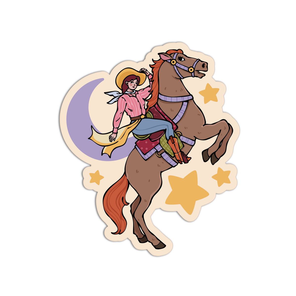 Moonlight Horse Rider Coquette Rodeo Sticker