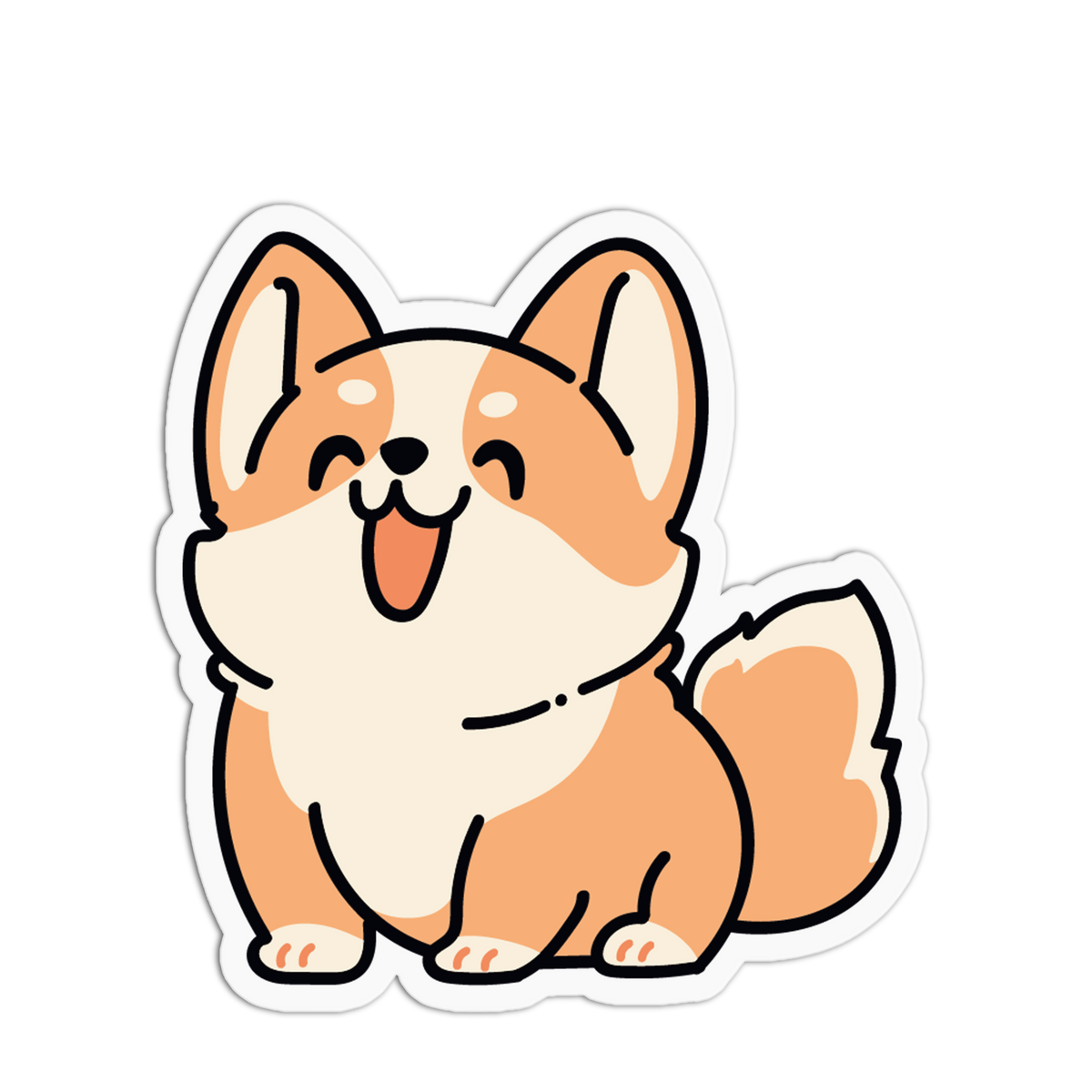 Happy Sitting Corgi Sticker