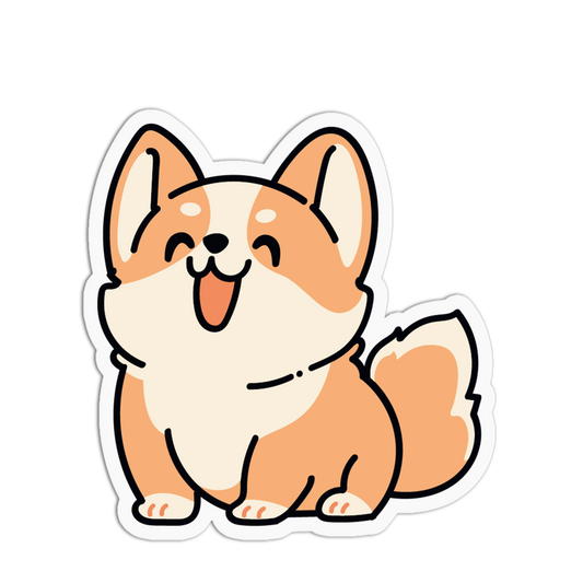 Happy Sitting Corgi Sticker