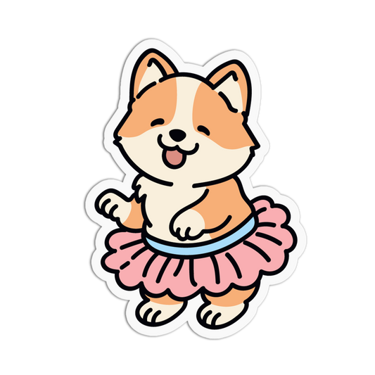 Dancing Ballerina Corgi Sticker