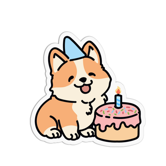 Birthday Cake Corgi Sticker